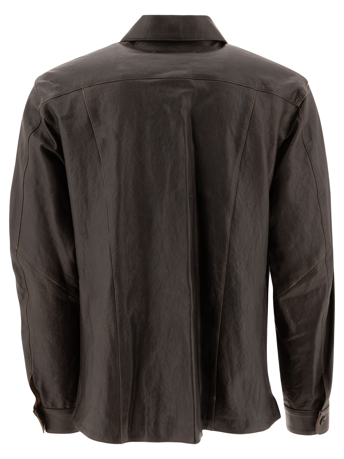 OUR LEGACY Brown Welding leather overshirt